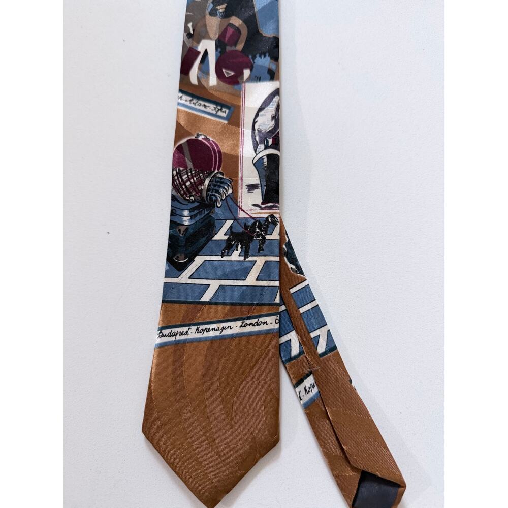 Vintage Bugle Boy Tie— Pan American Airways  — 1980s Art Deco Men's Tie